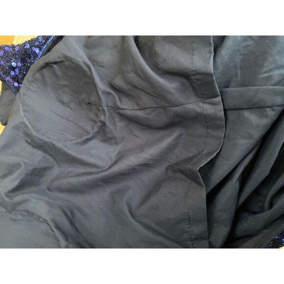 1990s Scala Royal Blue Sequin One Shoulder Gown Open Back Evening Dress Sz M - Picture 4 of 16